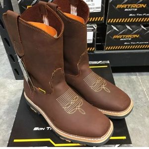 Square Steel Toe Work Boots Genuine 
